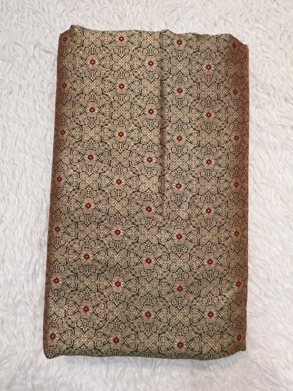 Chocolate Colour Pure Semi Banarasi Brocade Fabrics