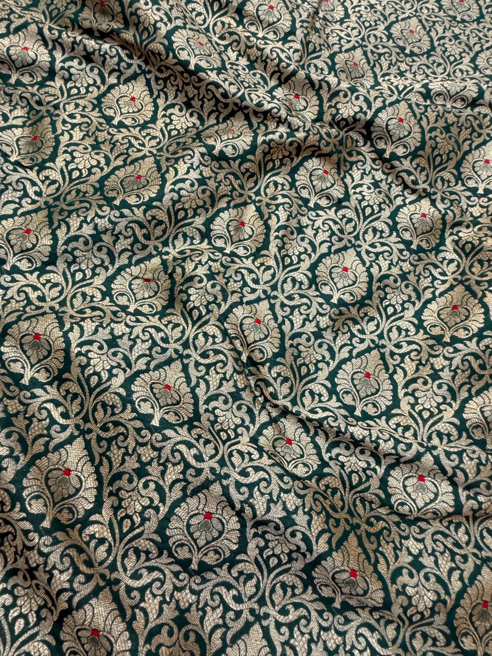 Green Colour Pure Semi Banarasi Brocade Fabrics