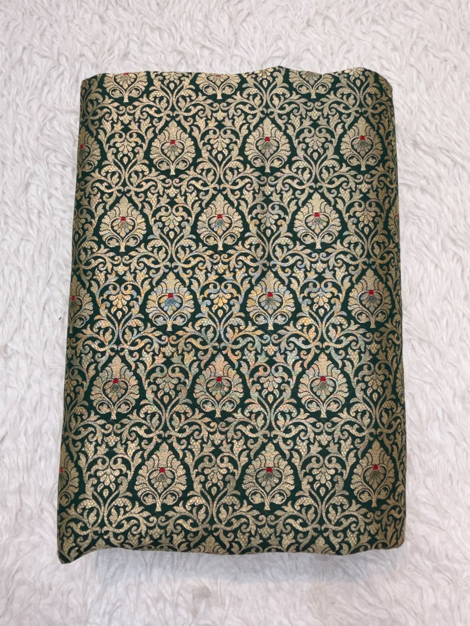 Green Colour Pure Semi Banarasi Brocade Fabrics