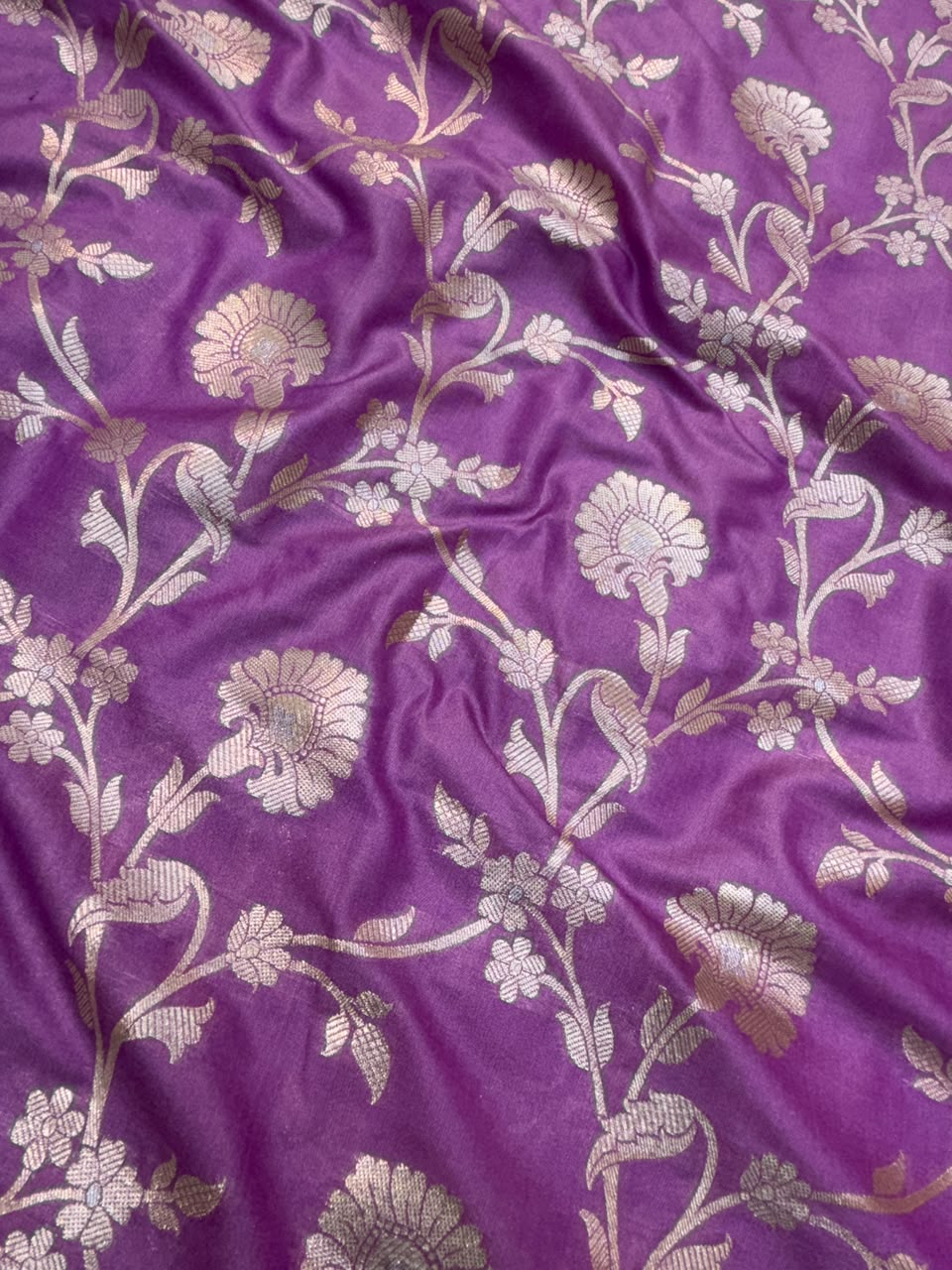 Purple Colour Banarasi Blended Brocade Fabrics