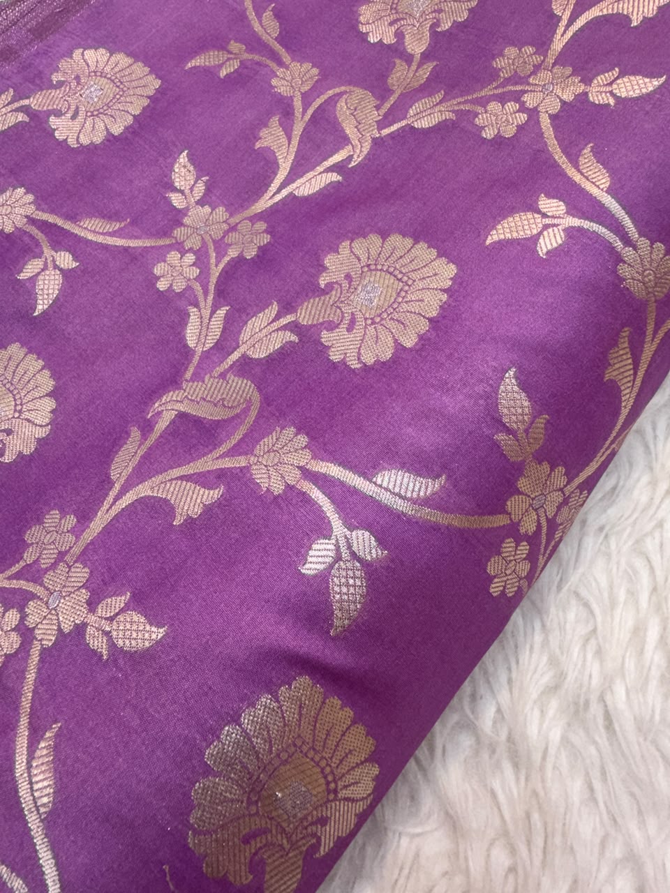 Purple Colour Banarasi Blended Brocade Fabrics