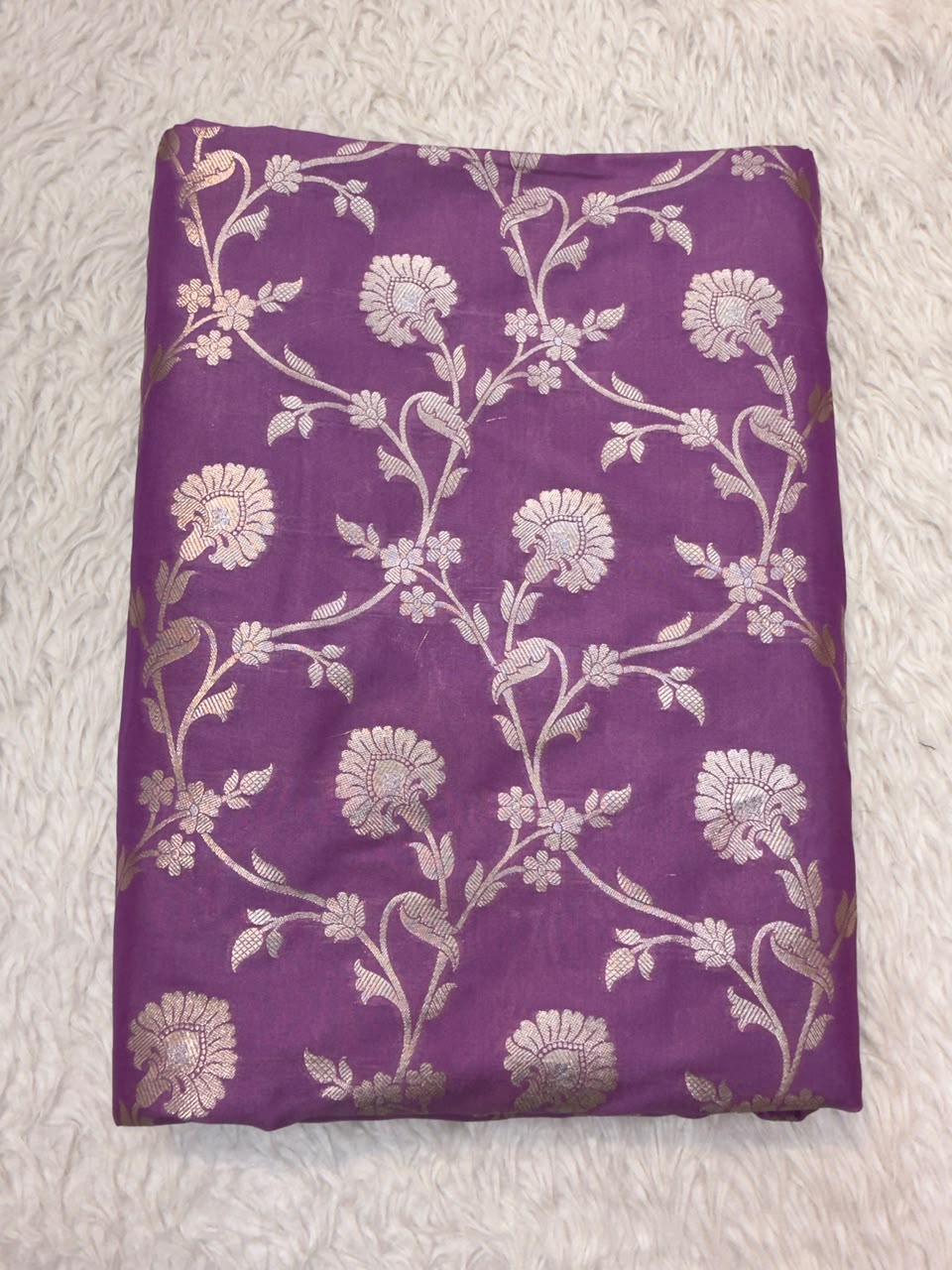 Purple Colour Banarasi Blended Brocade Fabrics