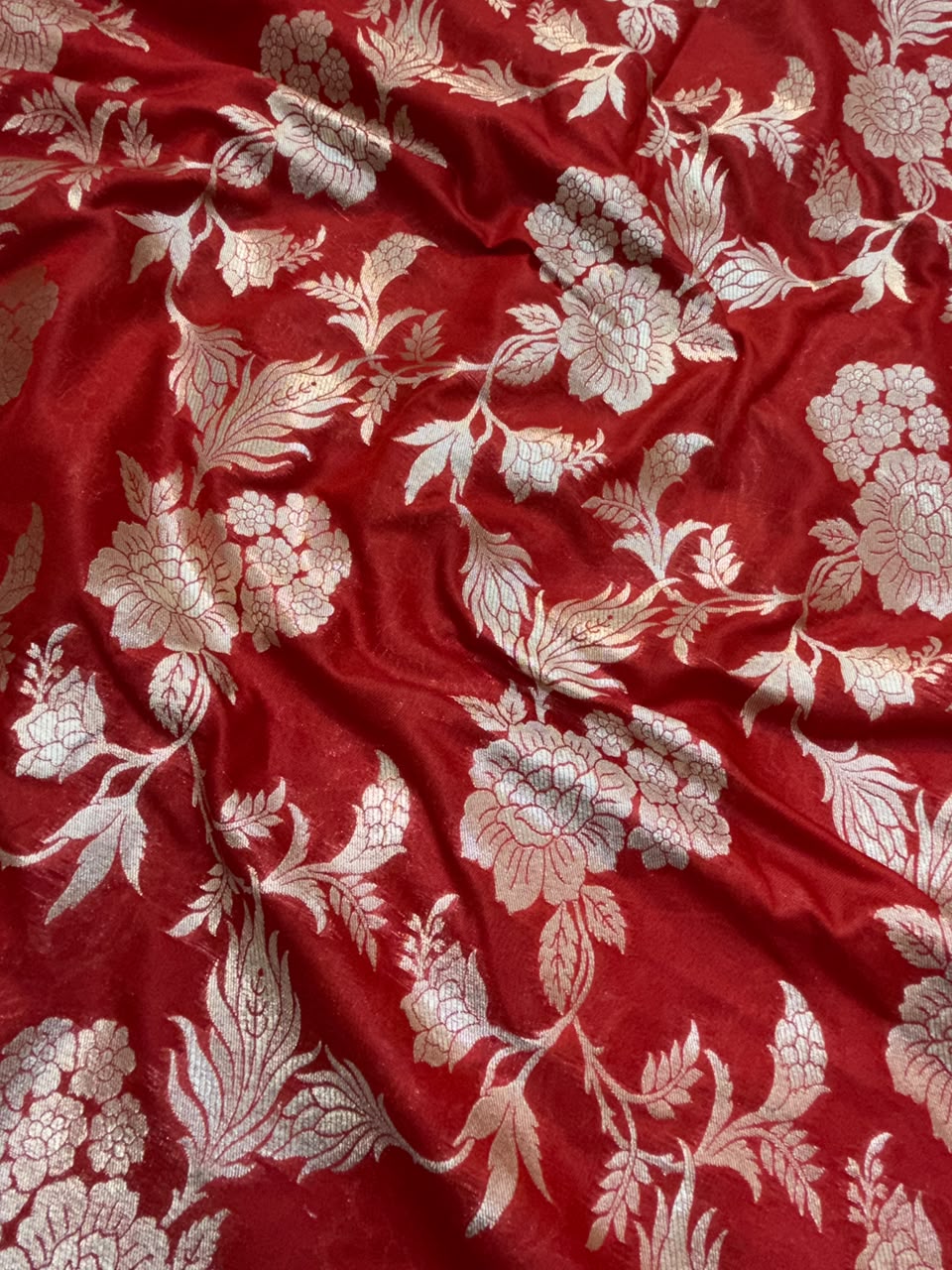 Red Colour Banarasi Blended Brocade Fabrics