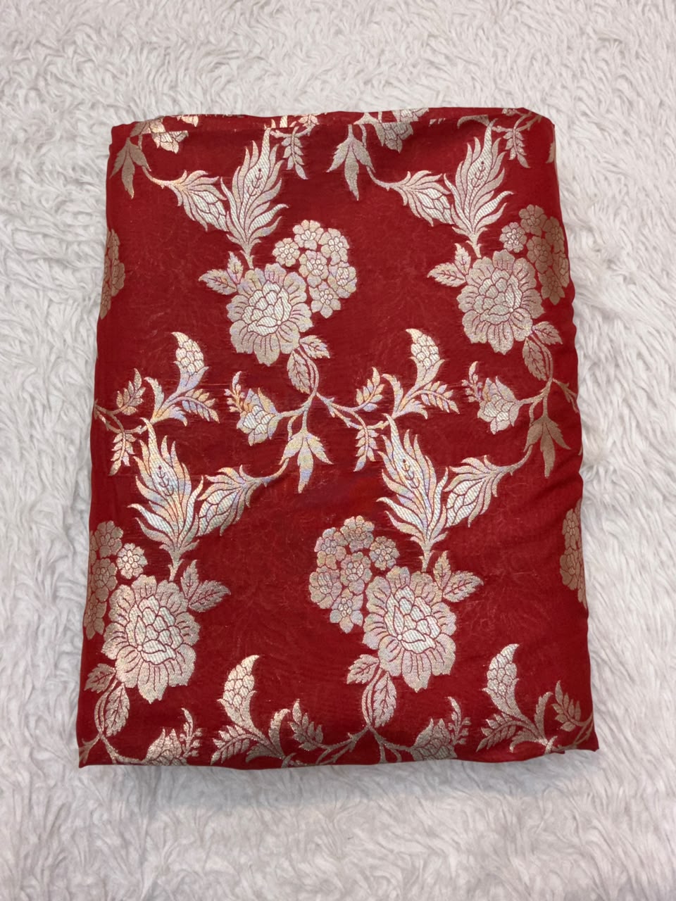 Red Colour Banarasi Blended Brocade Fabrics