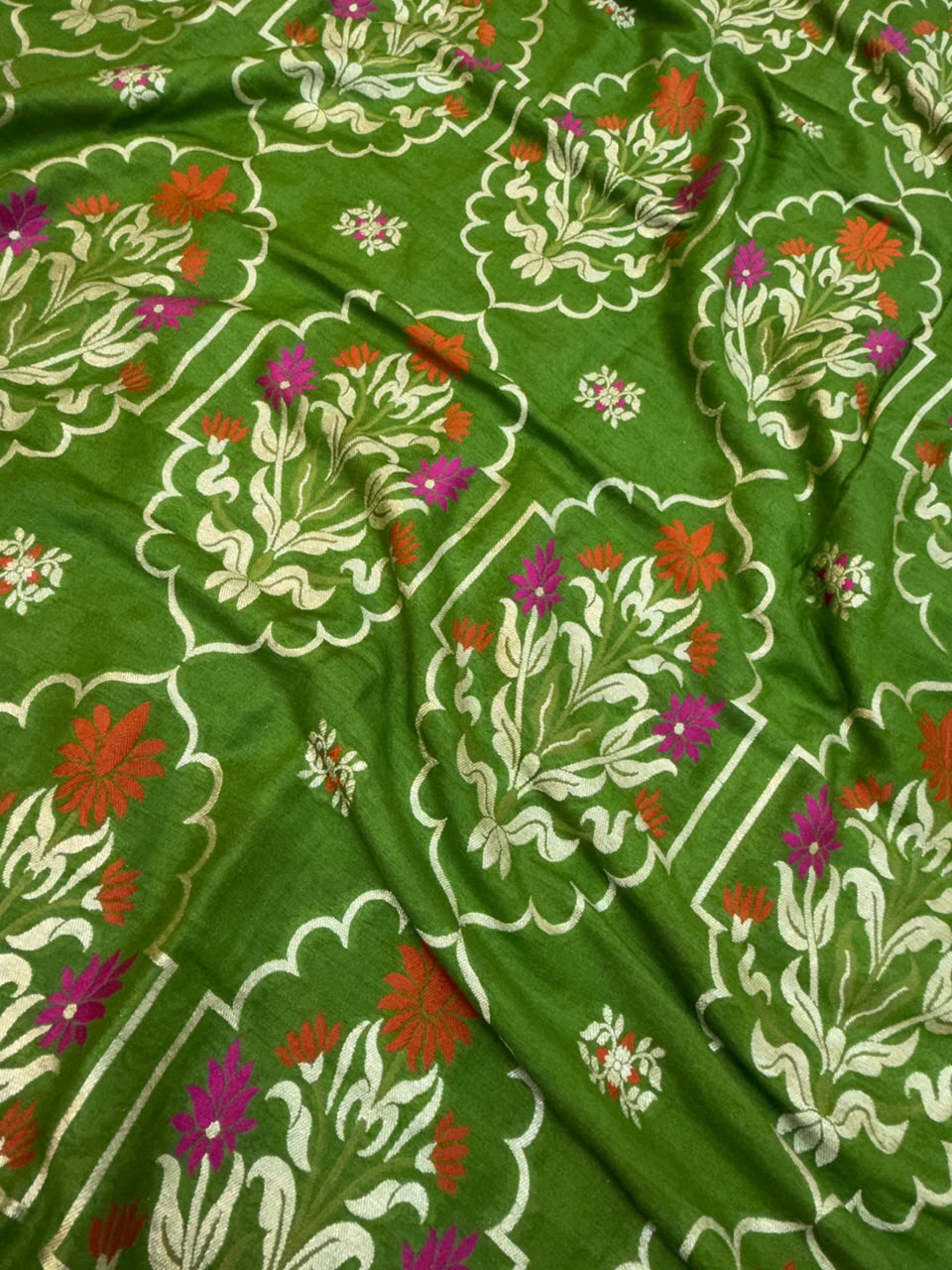 Green Colour Pure Munga SIlk Suit Set