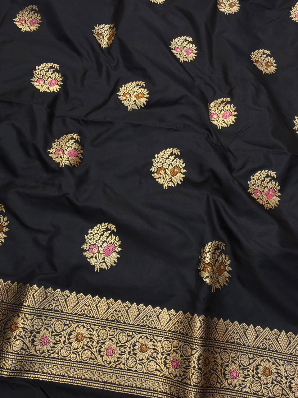 Pure Katan Silk Black Colour Suit Set