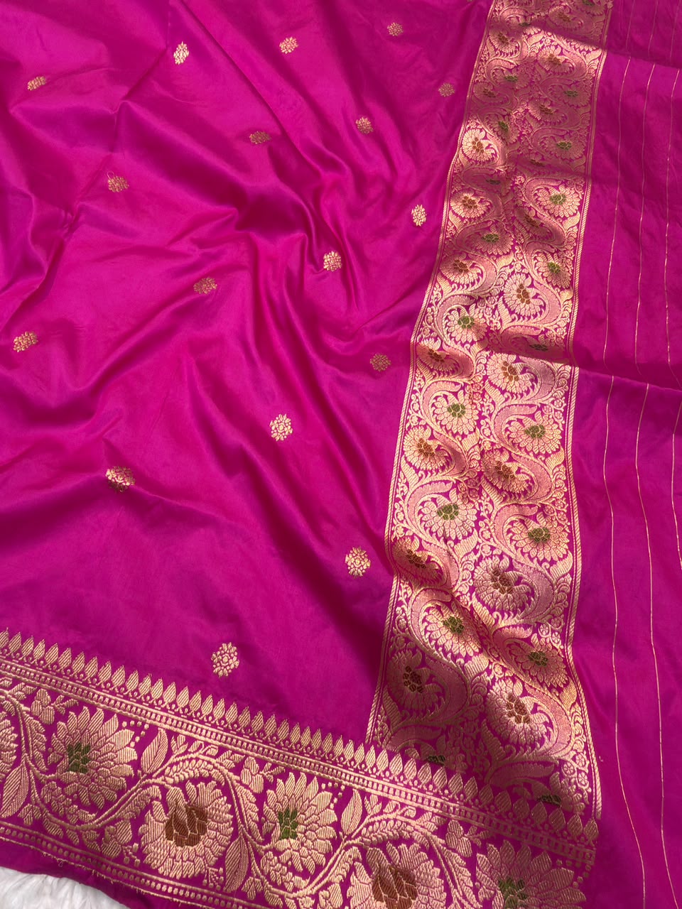 Pure Katan Silk Rani Pink Colour Suit Set