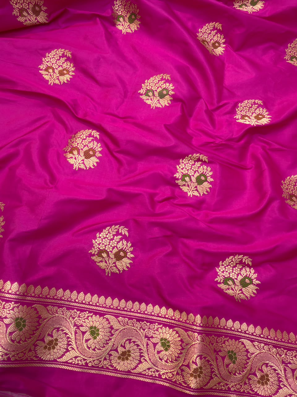 Pure Katan Silk Rani Pink Colour Suit Set