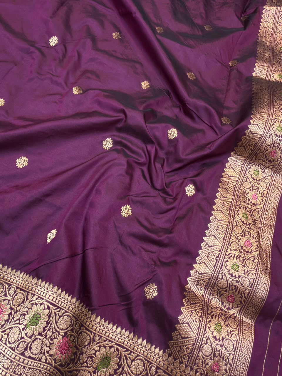 Pure Katan Silk Plum Purple Colour Suit Set