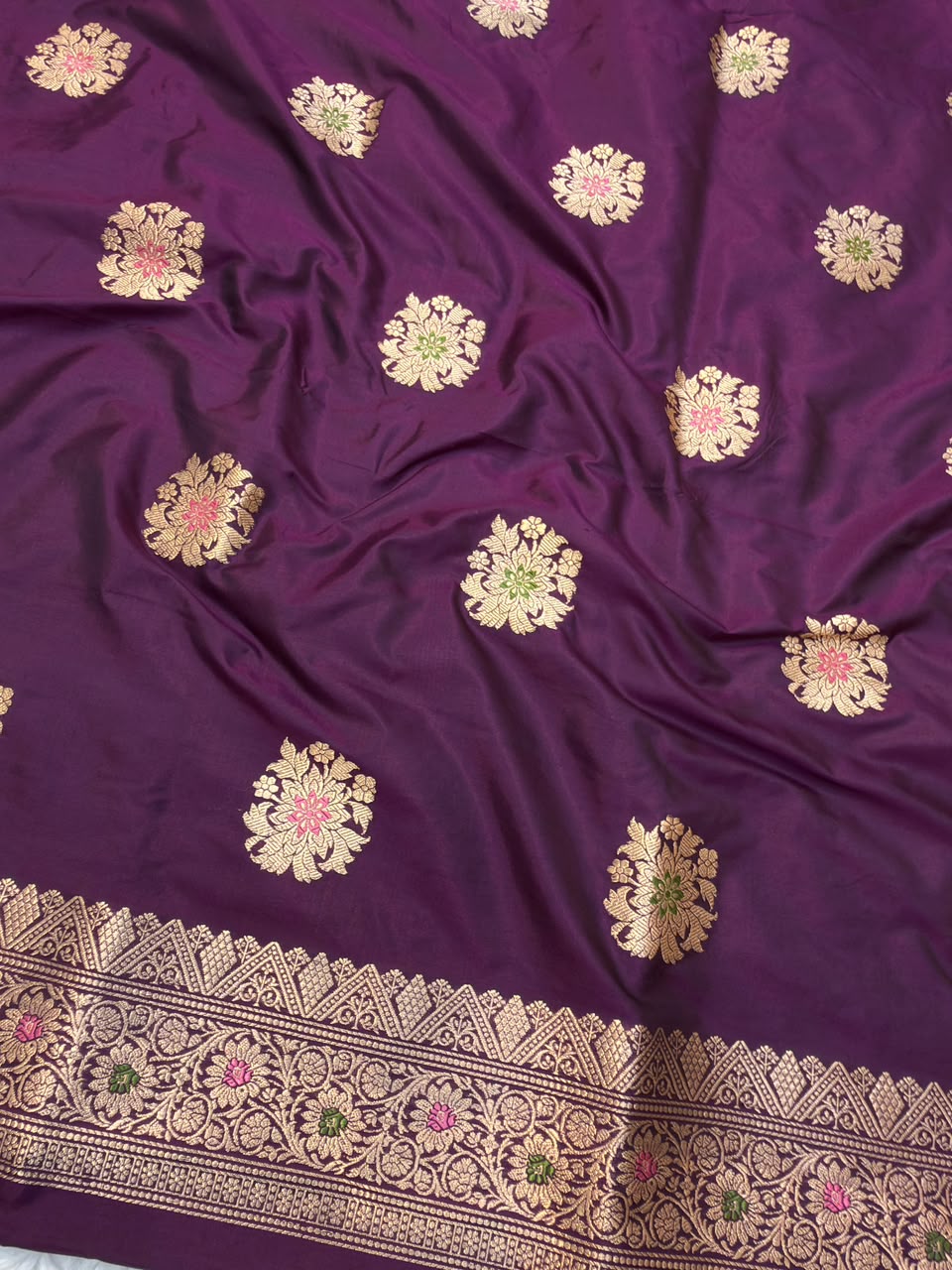 Pure Katan Silk Plum Purple Colour Suit Set