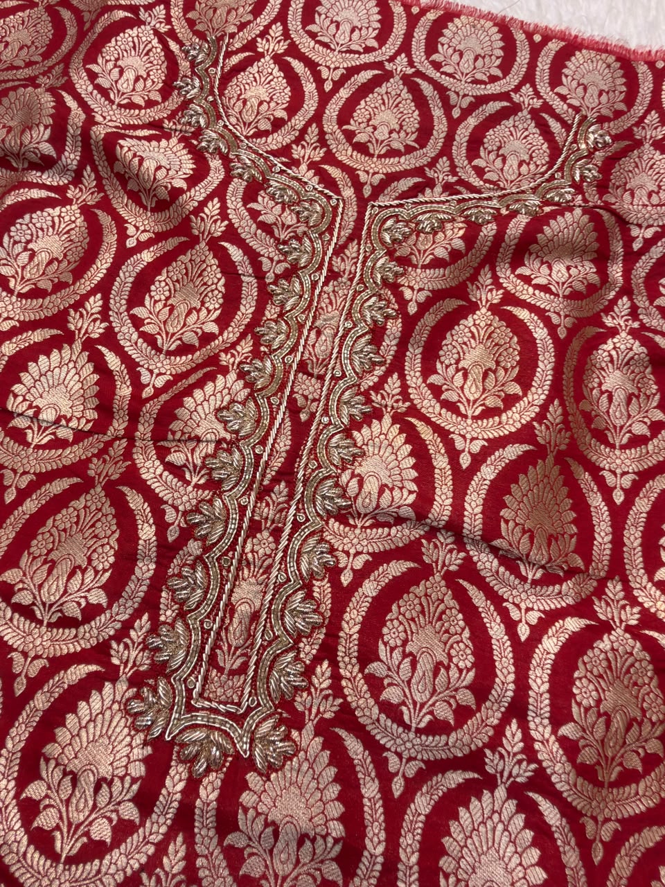 Hand Embroidered Pure Banarasi Brocade Suit Set