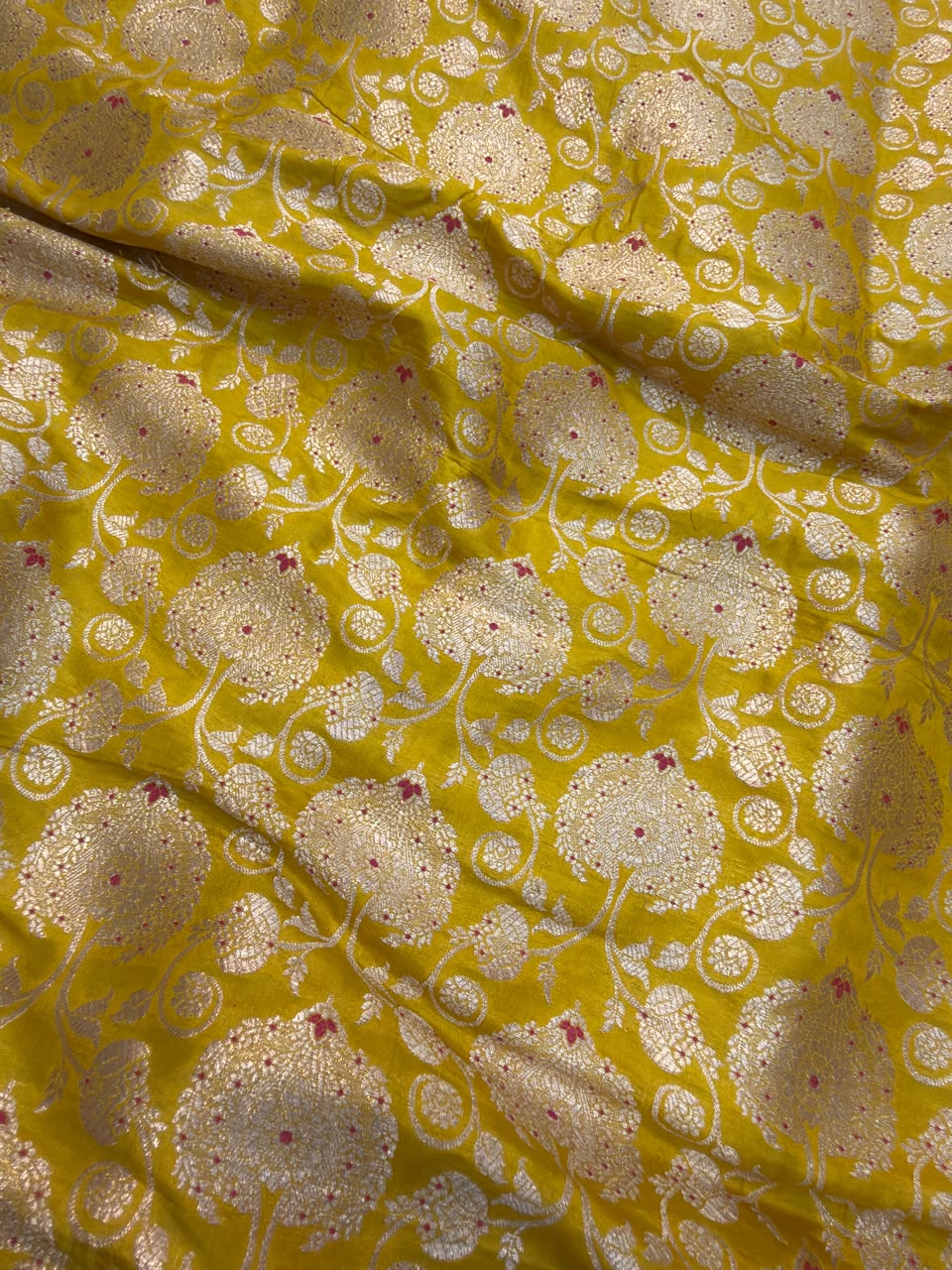 Pure Banarasi Brocade lemon Yellow Colour Fabrics