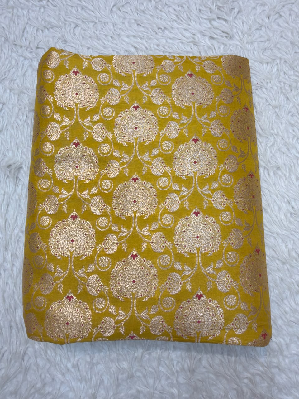Pure Banarasi Brocade lemon Yellow Colour Fabrics