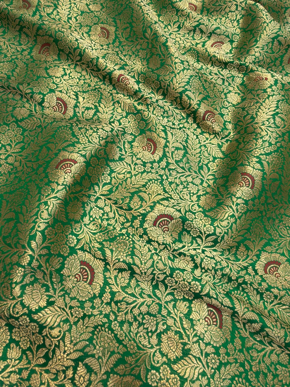 Pure Banarasi Brocade Green Colour Fabrics