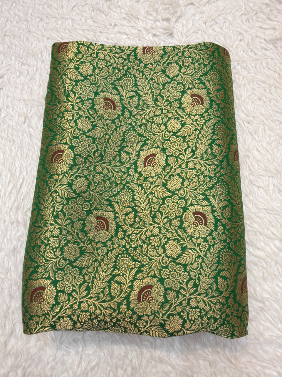 Pure Banarasi Brocade Green Colour Fabrics