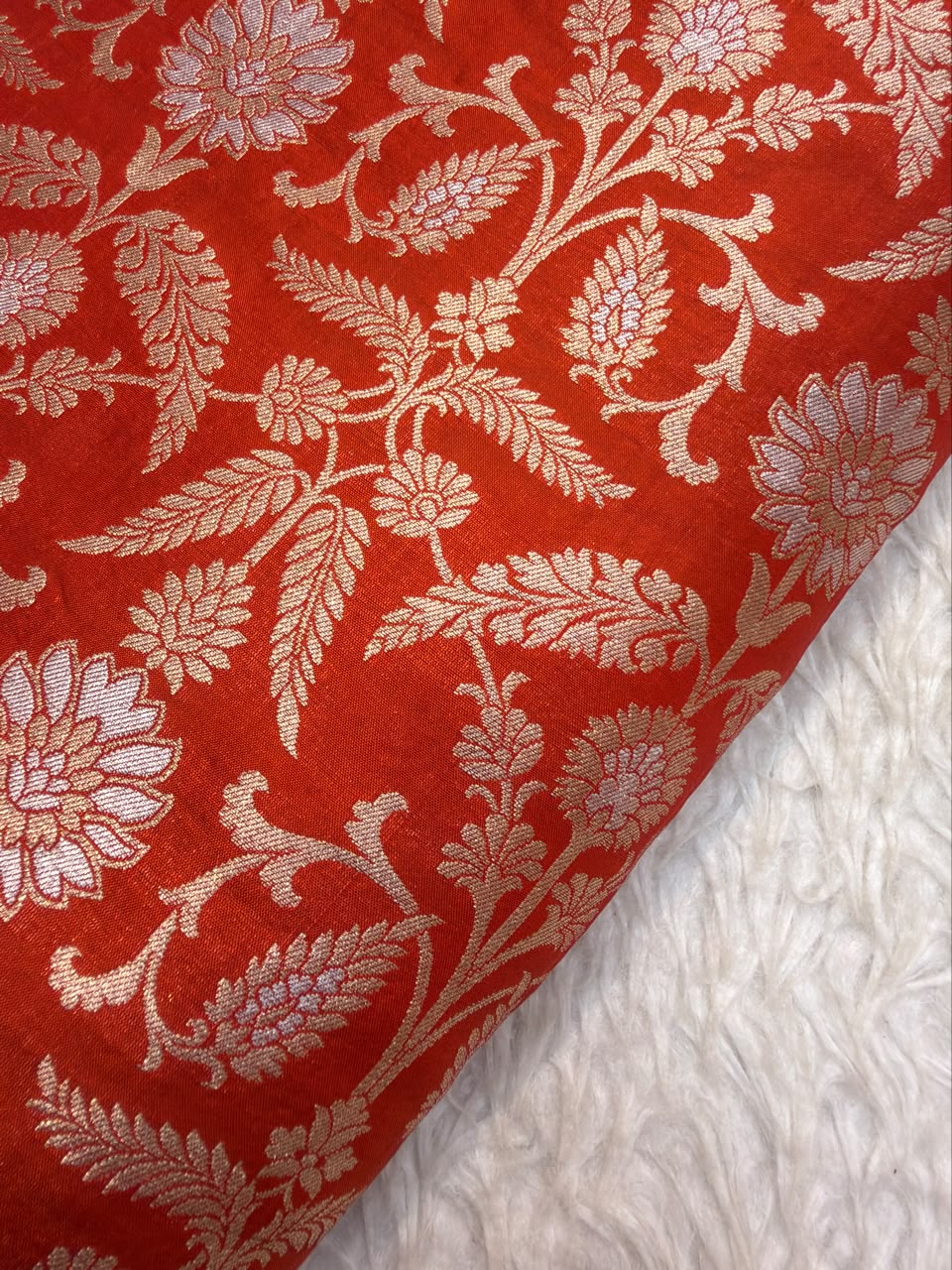 Pure Banarasi Brocade Red Colour Fabrics