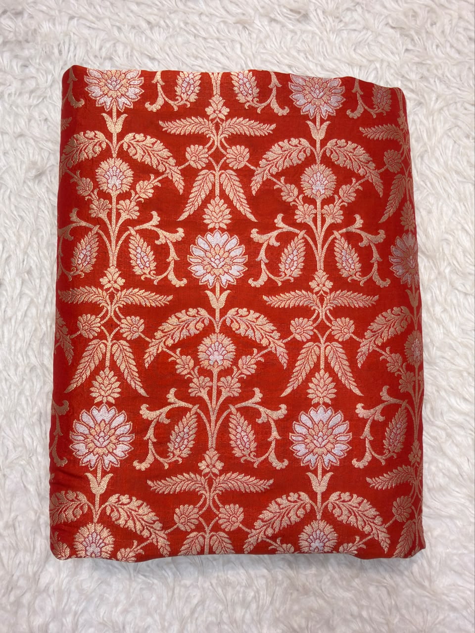 Pure Banarasi Brocade Red Colour Fabrics