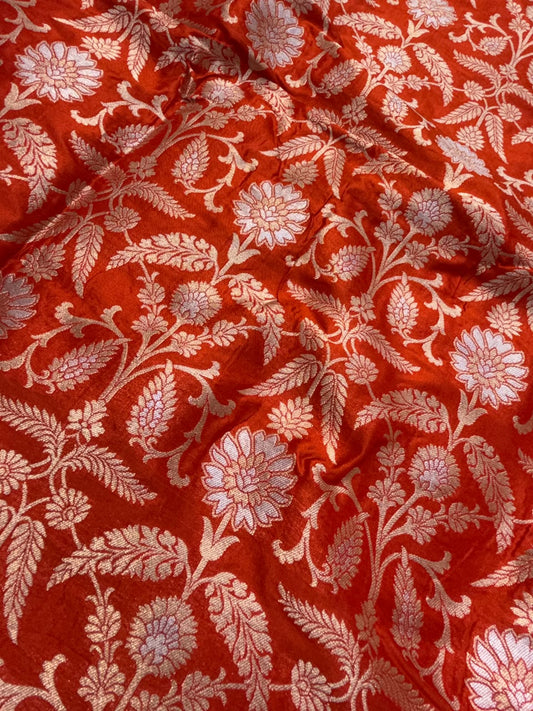 Pure Banarasi Brocade Red Colour Fabrics
