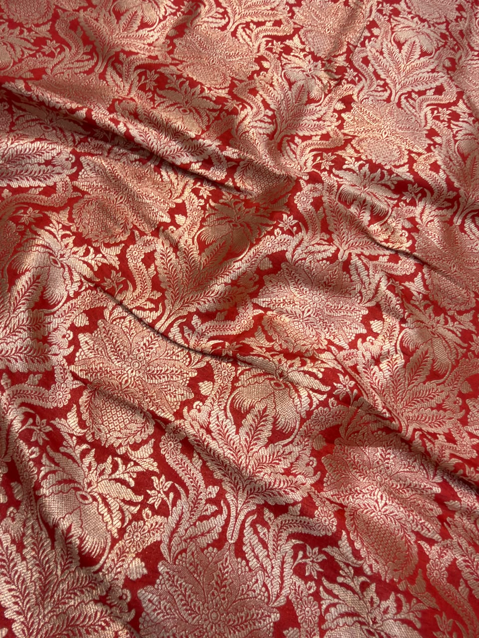 Pure Banarasi Brocade Red Colour Fabrics