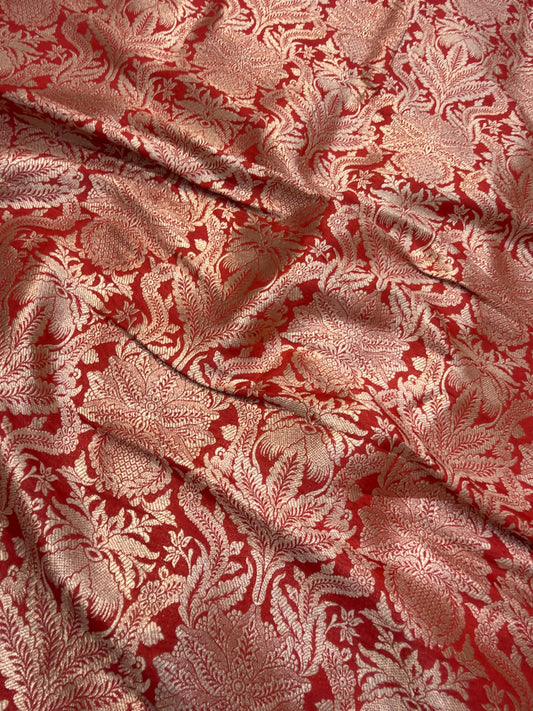Pure Banarasi Brocade Red Colour Fabrics