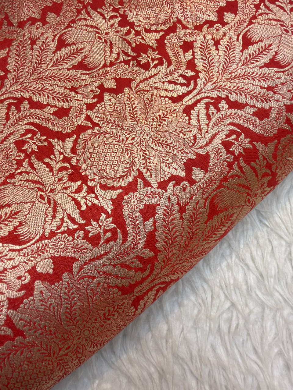 Pure Banarasi Brocade Red Colour Fabrics