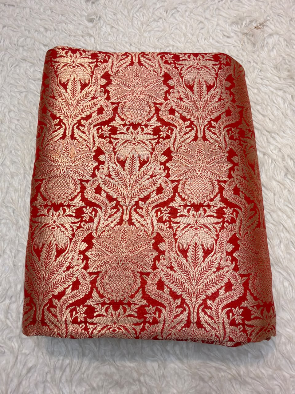 Pure Banarasi Brocade Red Colour Fabrics