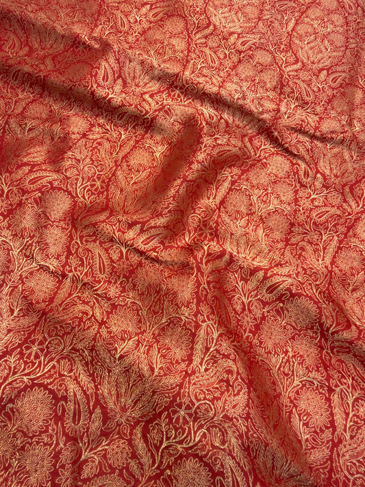 Pure Banarasi Brocade Red Colour Fabrics