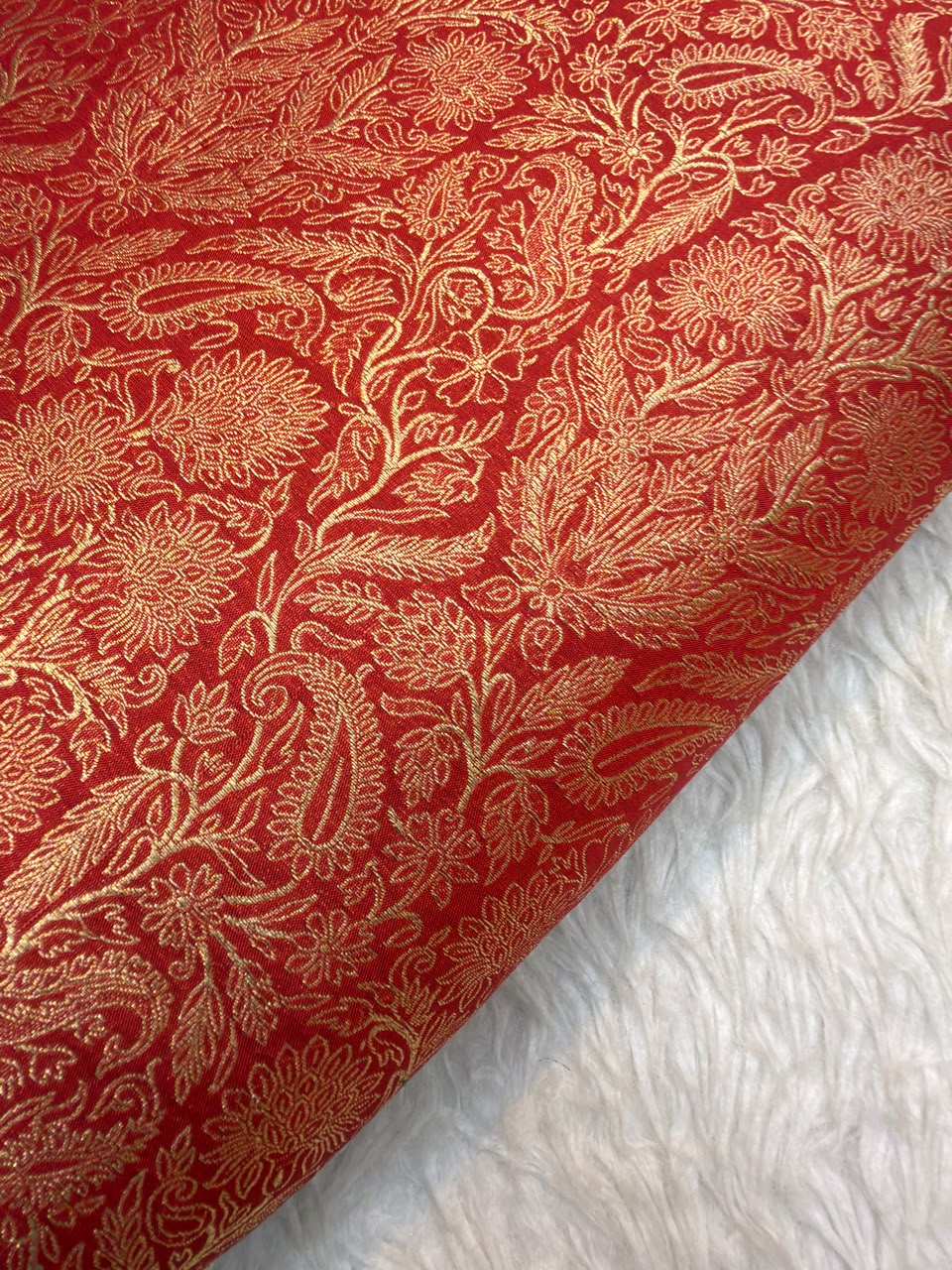 Pure Banarasi Brocade Red Colour Fabrics