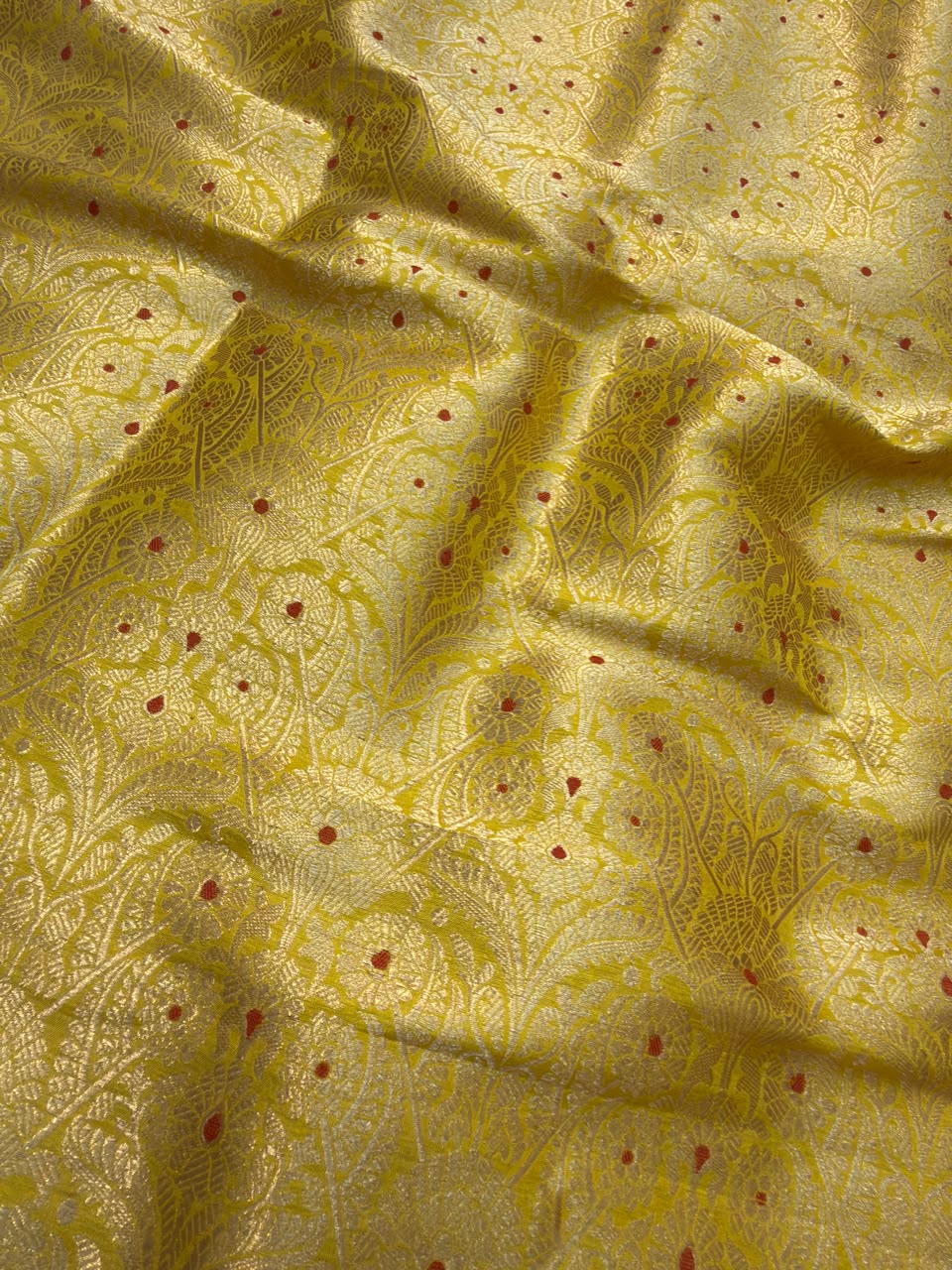 Pure Banarasi Brocade Lemon Yellow Colour Fabrics