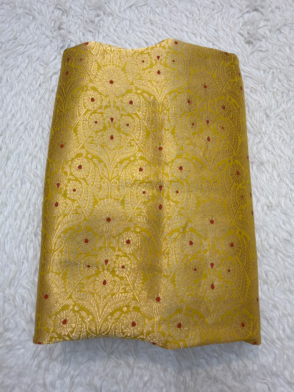Pure Banarasi Brocade Lemon Yellow Colour Fabrics