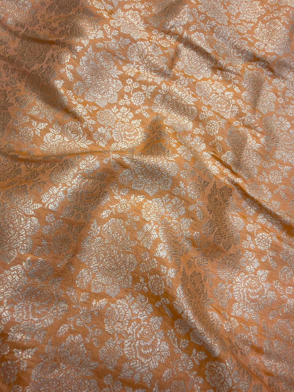 Pure Banarasi Brocade Peach Colour Fabrics