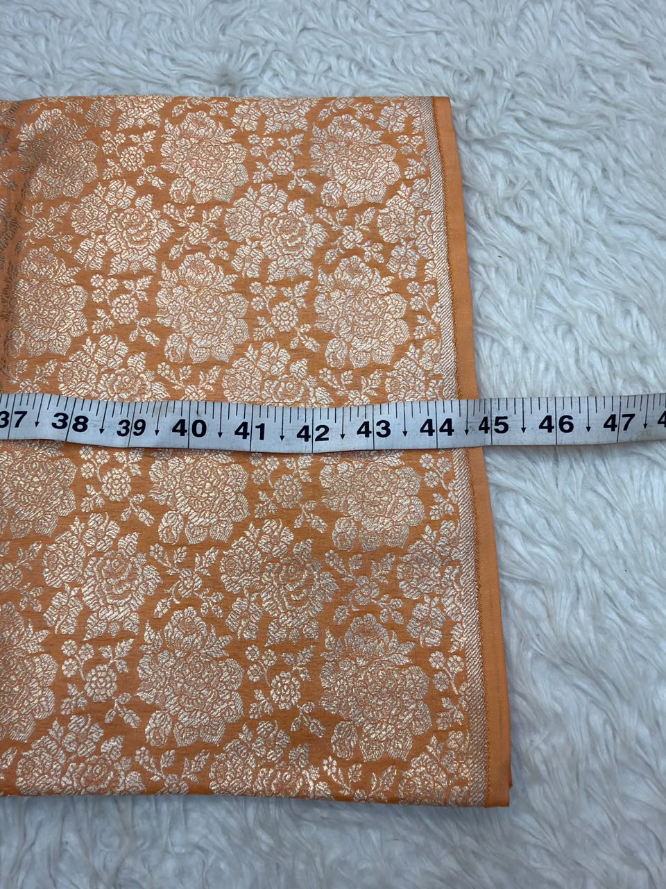 Pure Banarasi Brocade Peach Colour Fabrics
