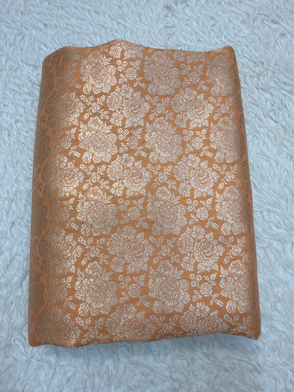 Pure Banarasi Brocade Peach Colour Fabrics