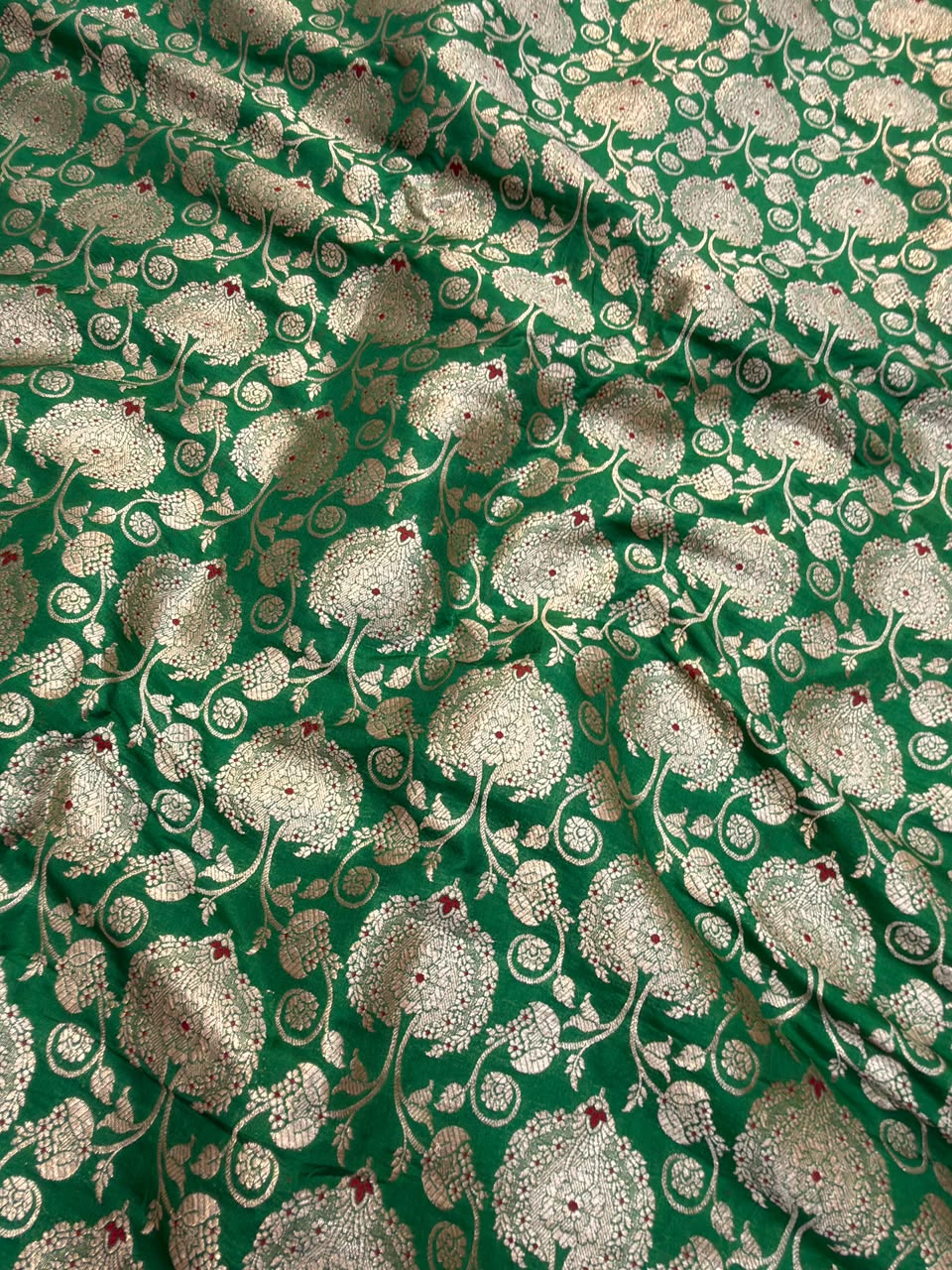 Pure Banarasi Brocade Green Colour Fabrics