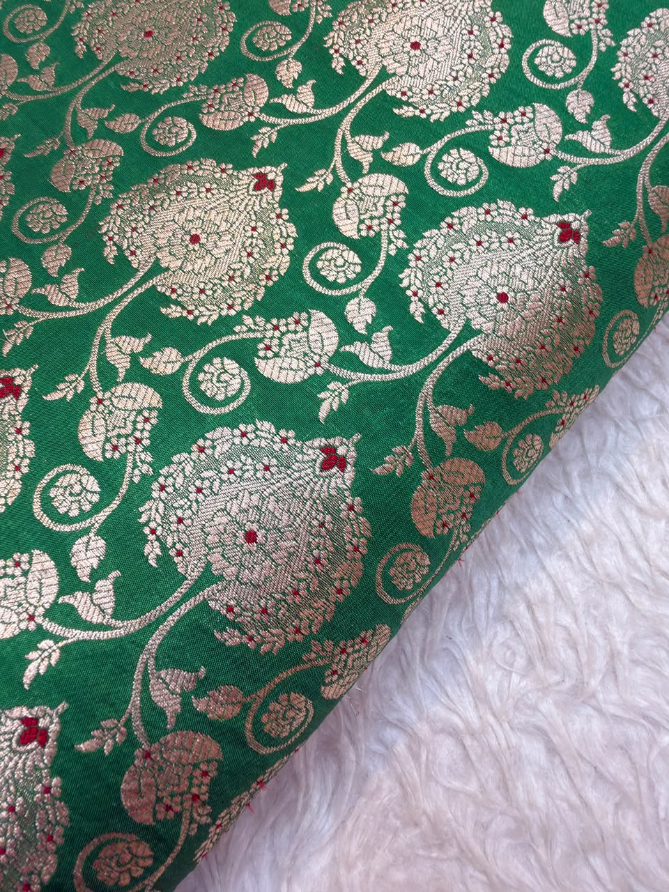 Pure Banarasi Brocade Green Colour Fabrics