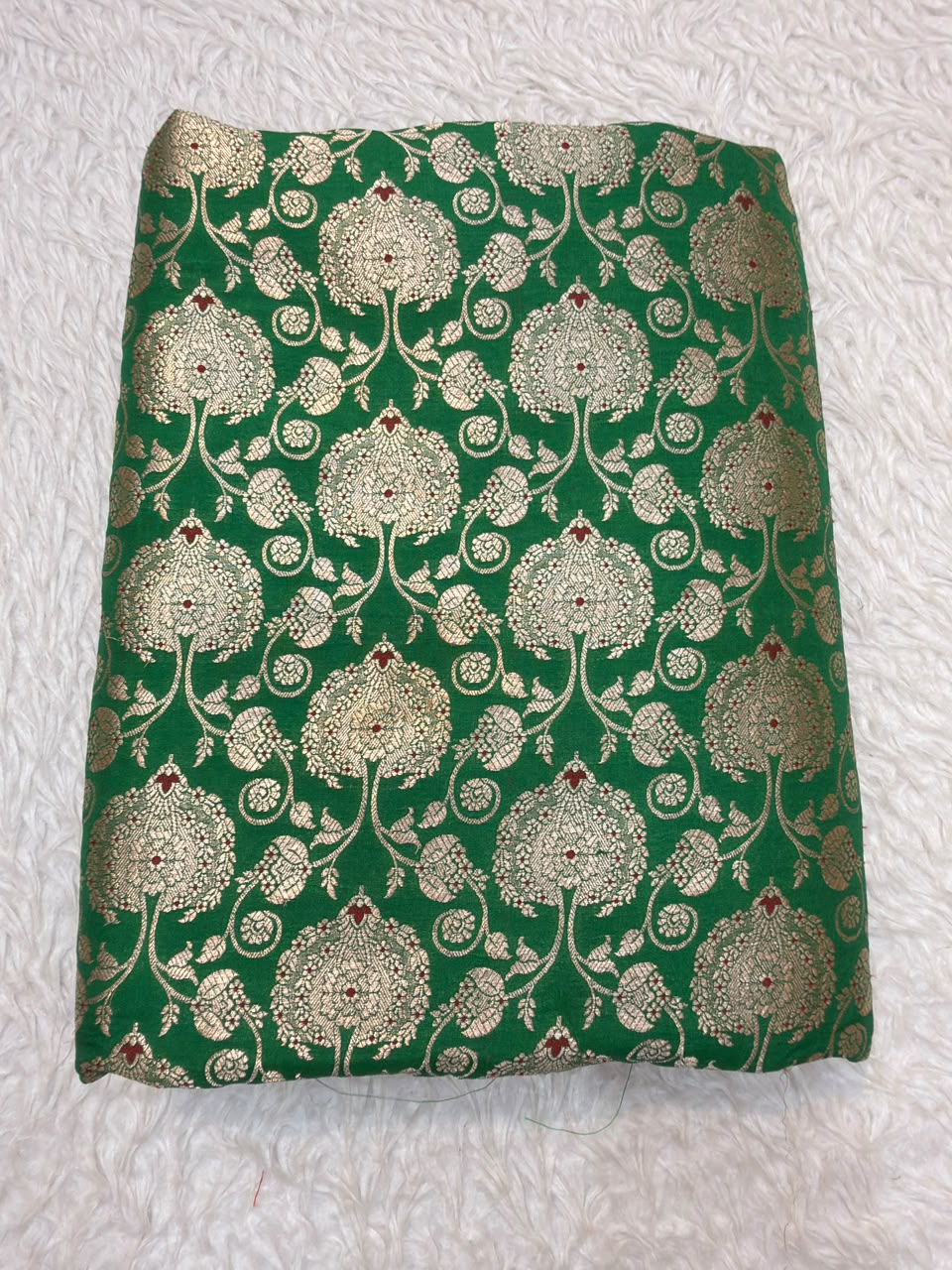 Pure Banarasi Brocade Green Colour Fabrics