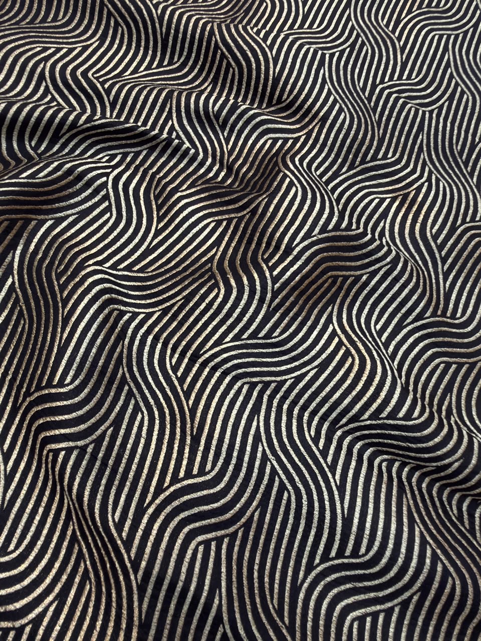 Pure Banarasi Brocade Black Colour Fabrics