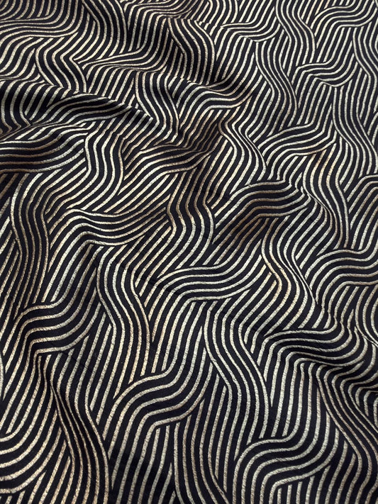 Pure Banarasi Brocade Black Colour Fabrics