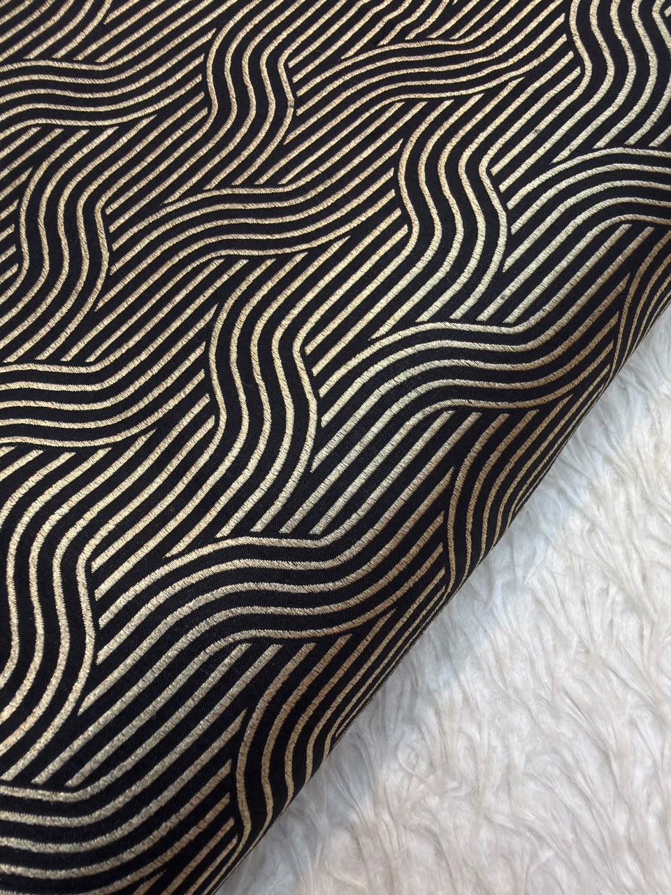Pure Banarasi Brocade Black Colour Fabrics