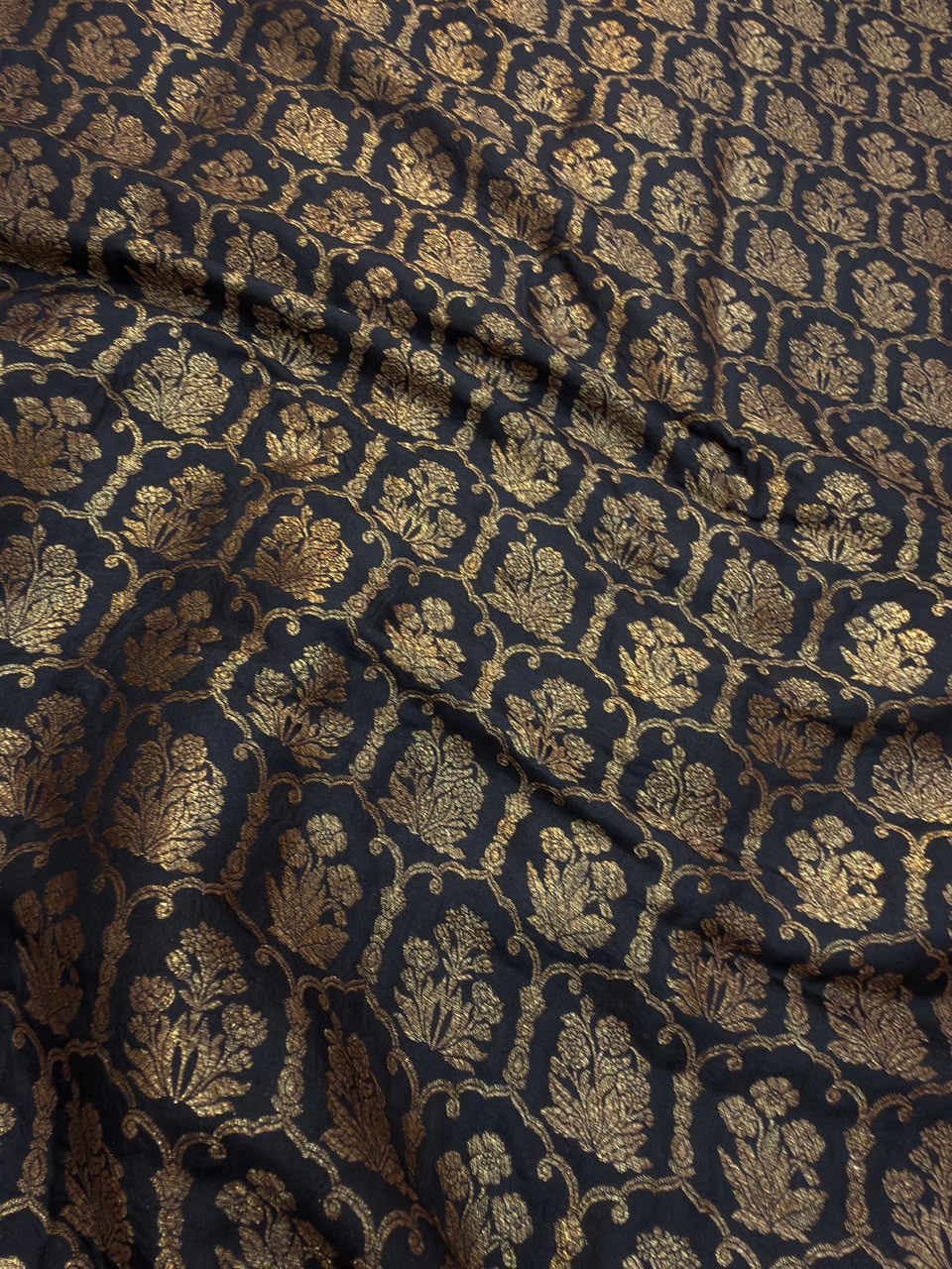 Pure Banarasi Brocade Black Colour fabrics