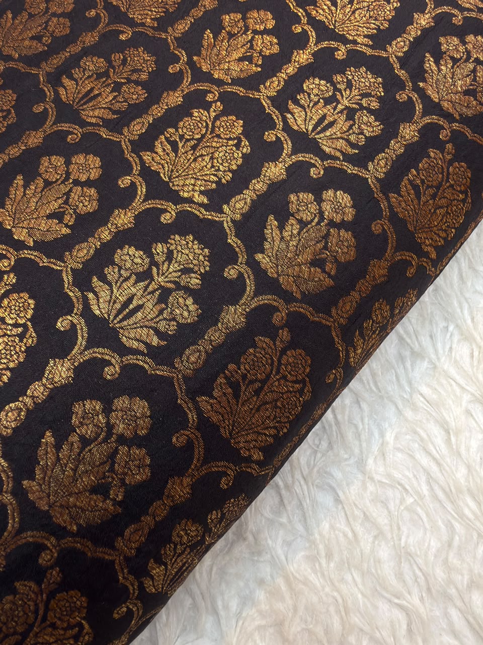 Pure Banarasi Brocade Black Colour fabrics