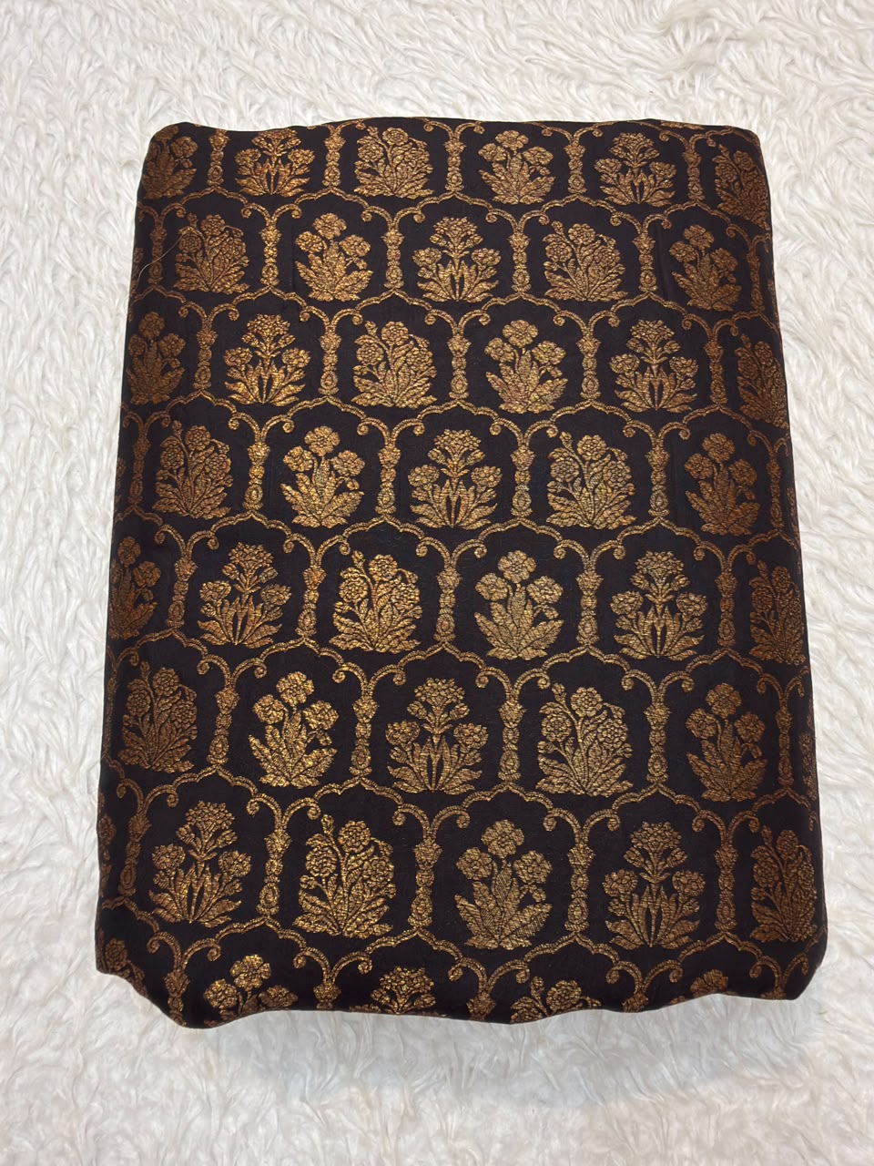 Pure Banarasi Brocade Black Colour fabrics