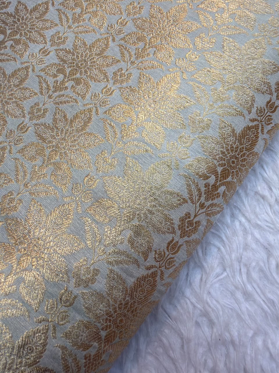 Pure Banarasi Brocade Ivory Colour Fabrics
