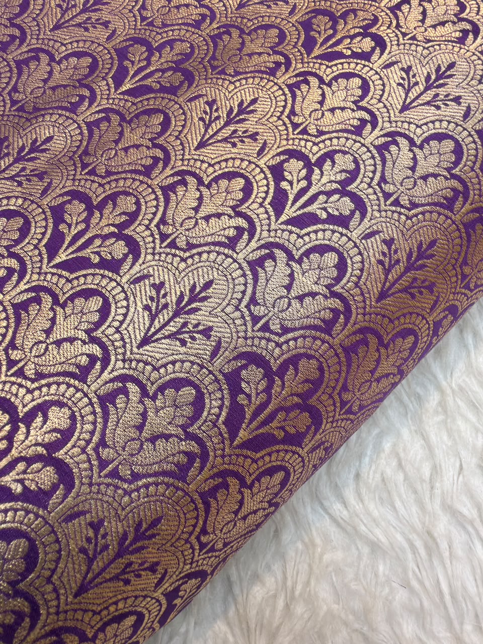 Pure Banarasi Brocade Purple Colour Fabrics