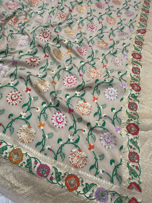 Ivory Colour Pure Munga Silk Suit Set