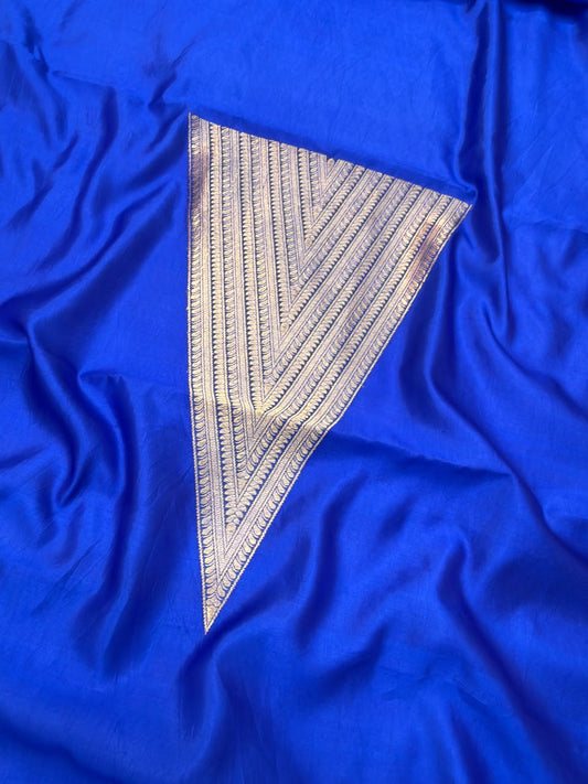 Handwoven Pure Katan Silk Royal Blue Colour Co Ord Set