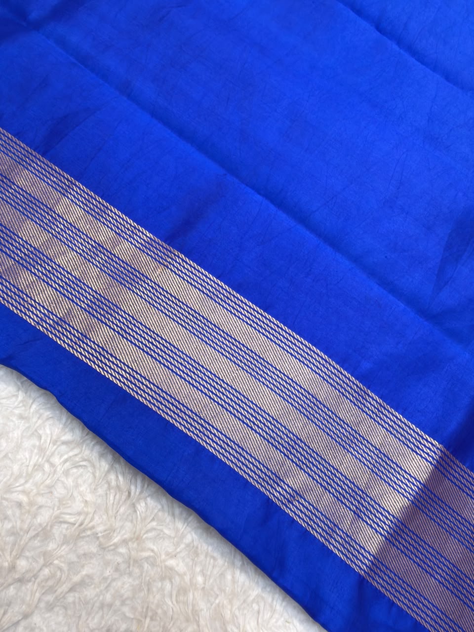 Handwoven Pure Katan Silk Royal Blue Colour Co Ord Set
