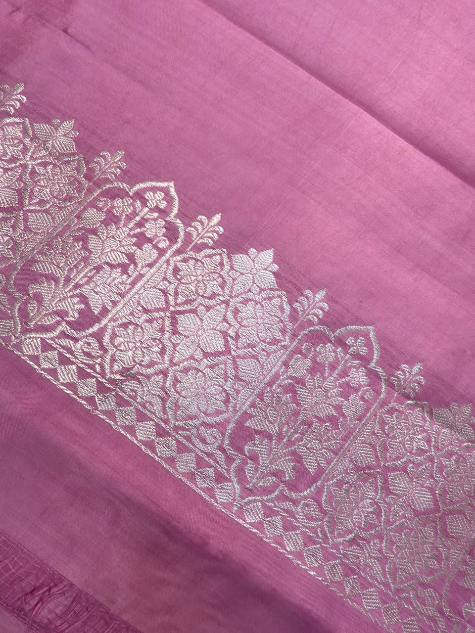 Handwoven Pure Katan Silk Baby Pink Colour Co Ord Set