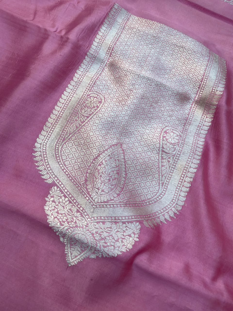 Handwoven Pure Katan Silk Baby Pink Colour Co Ord Set