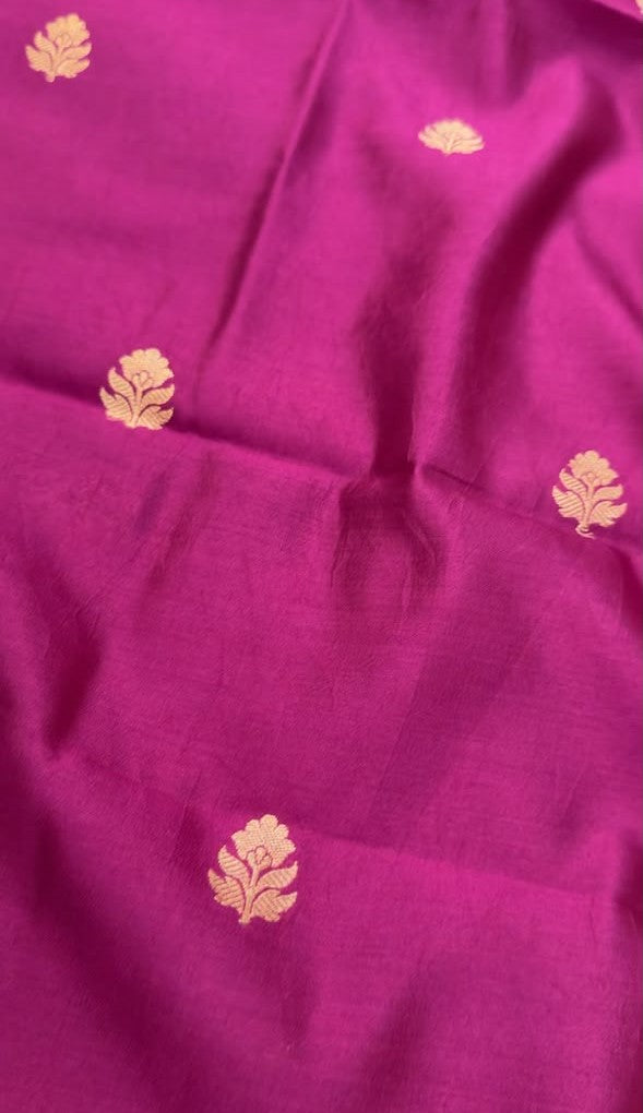 Pure Chinya Silk Rani Pink Colour Suit Set